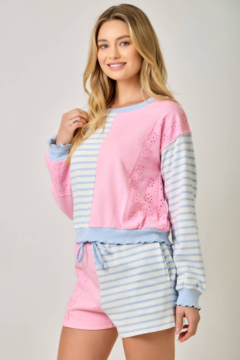 Cotton candy color block matching set