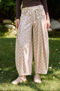 Polka Dot Barrel Leg Pants in Cotton Twill