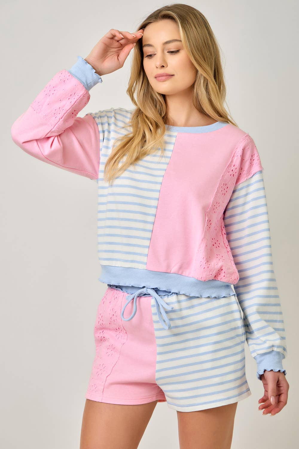 Cotton candy color block matching set