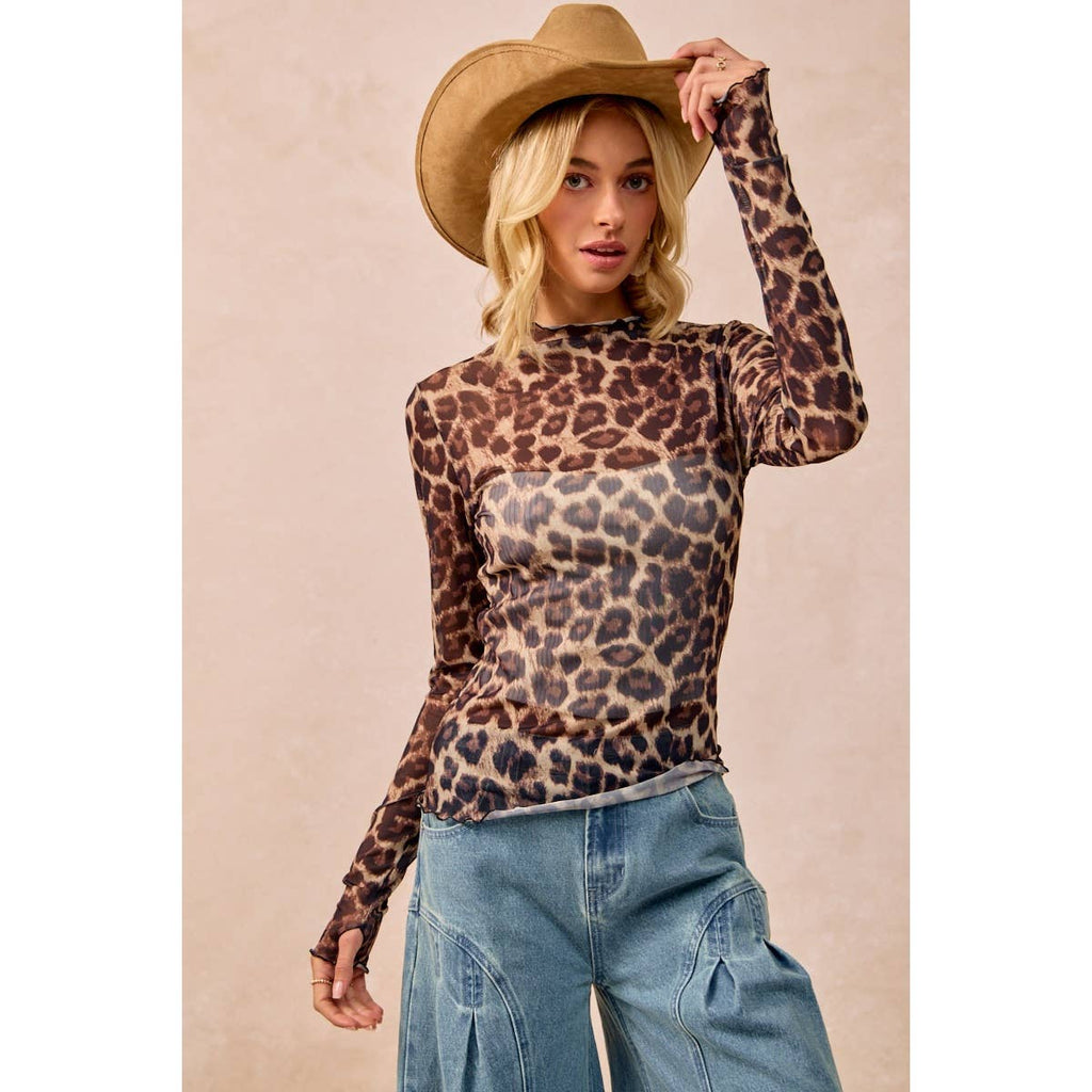 Mesh Leopard Top