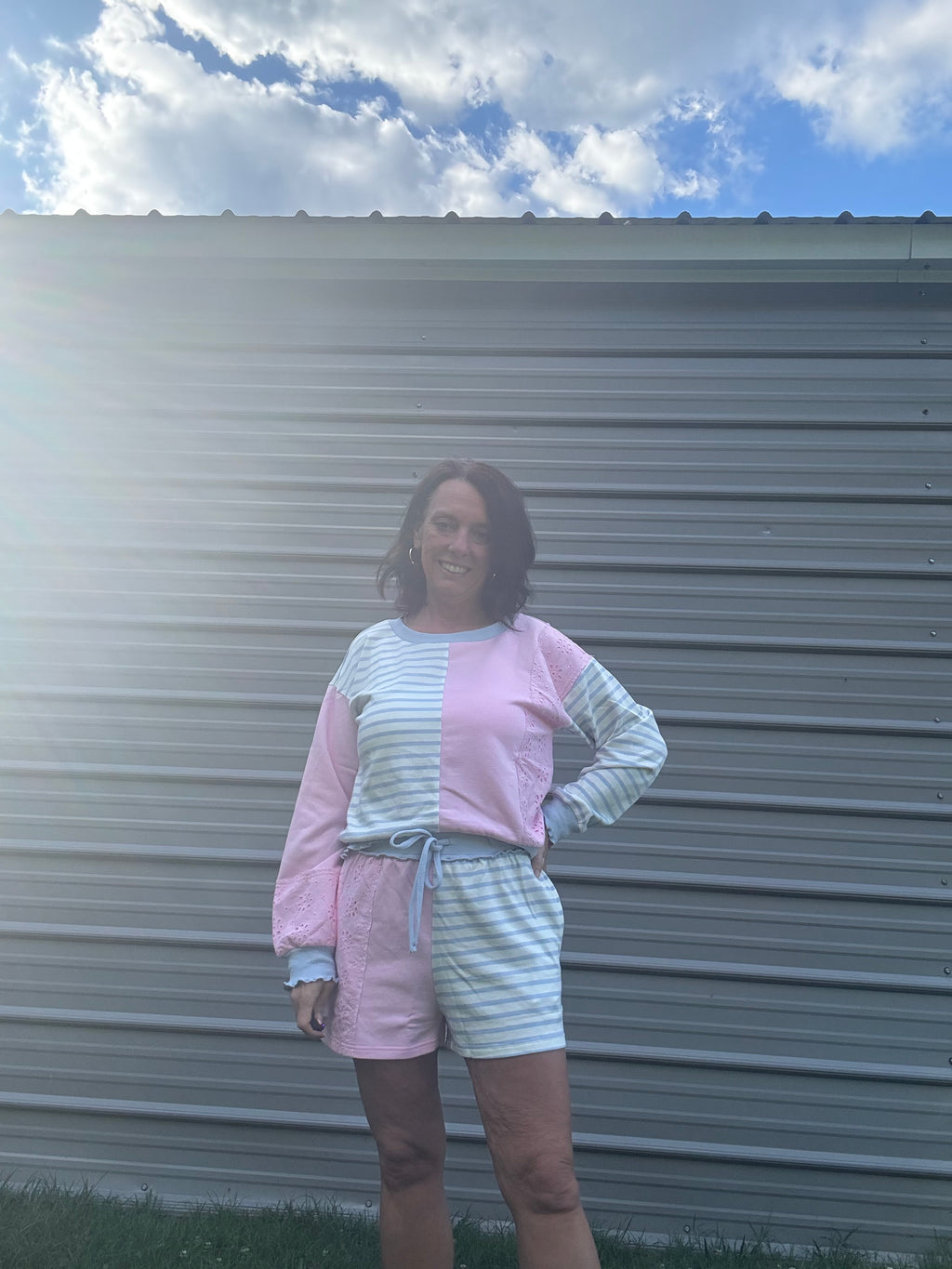 Cotton candy color block matching set