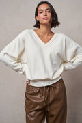 V-Neck Drop Shoulder Knit Sweater