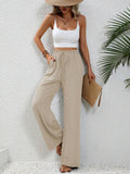 High Waist Drawstring Wide Leg Lounge Pants