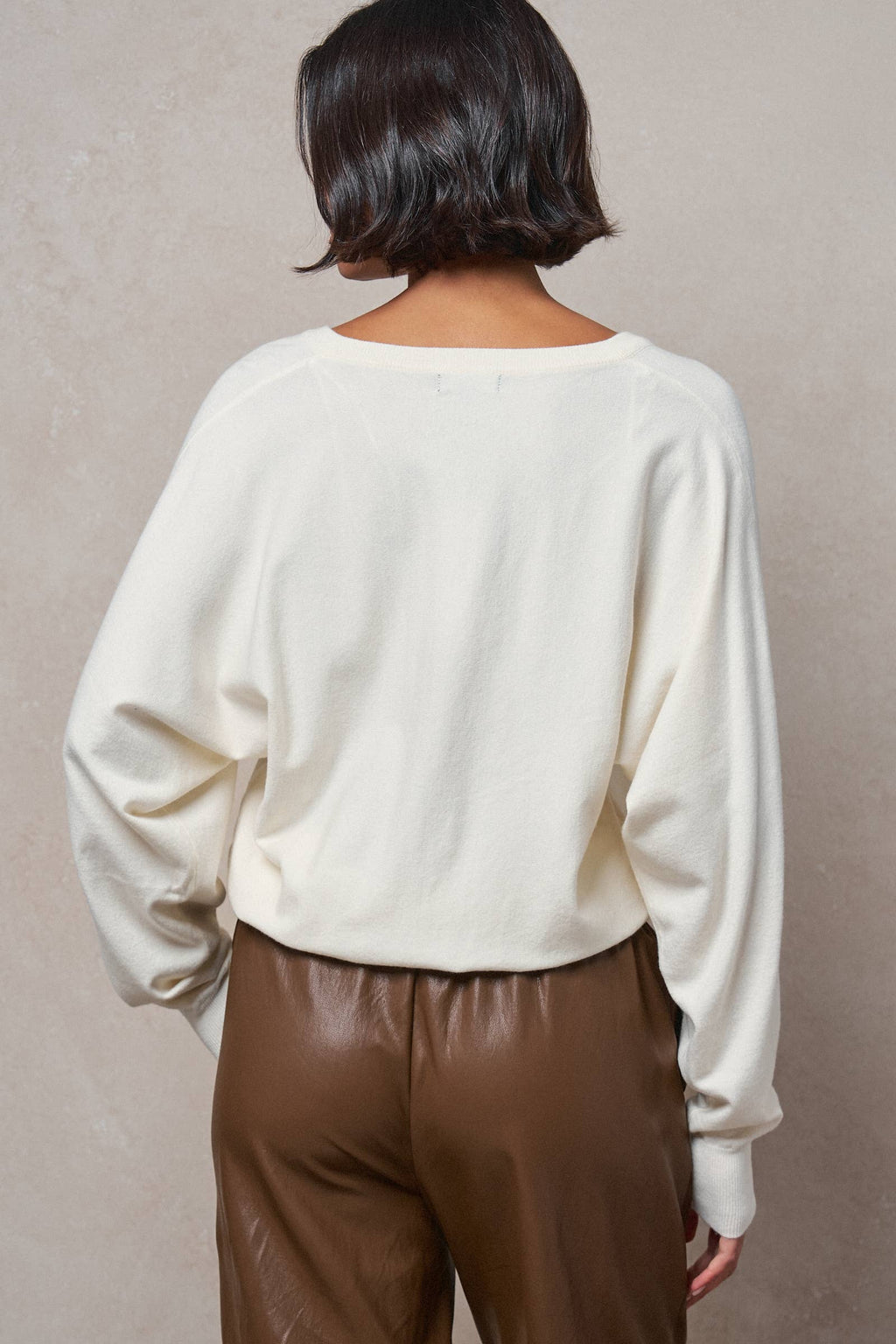 V-Neck Drop Shoulder Knit Sweater