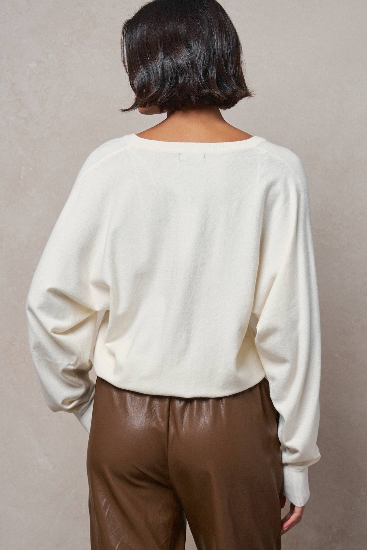 V-Neck Drop Shoulder Knit Sweater