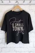 JUST SMALL TOWN GIRL GRAPHIC LONG CROP TOP