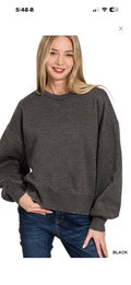 Zenana acid washed crew neck black