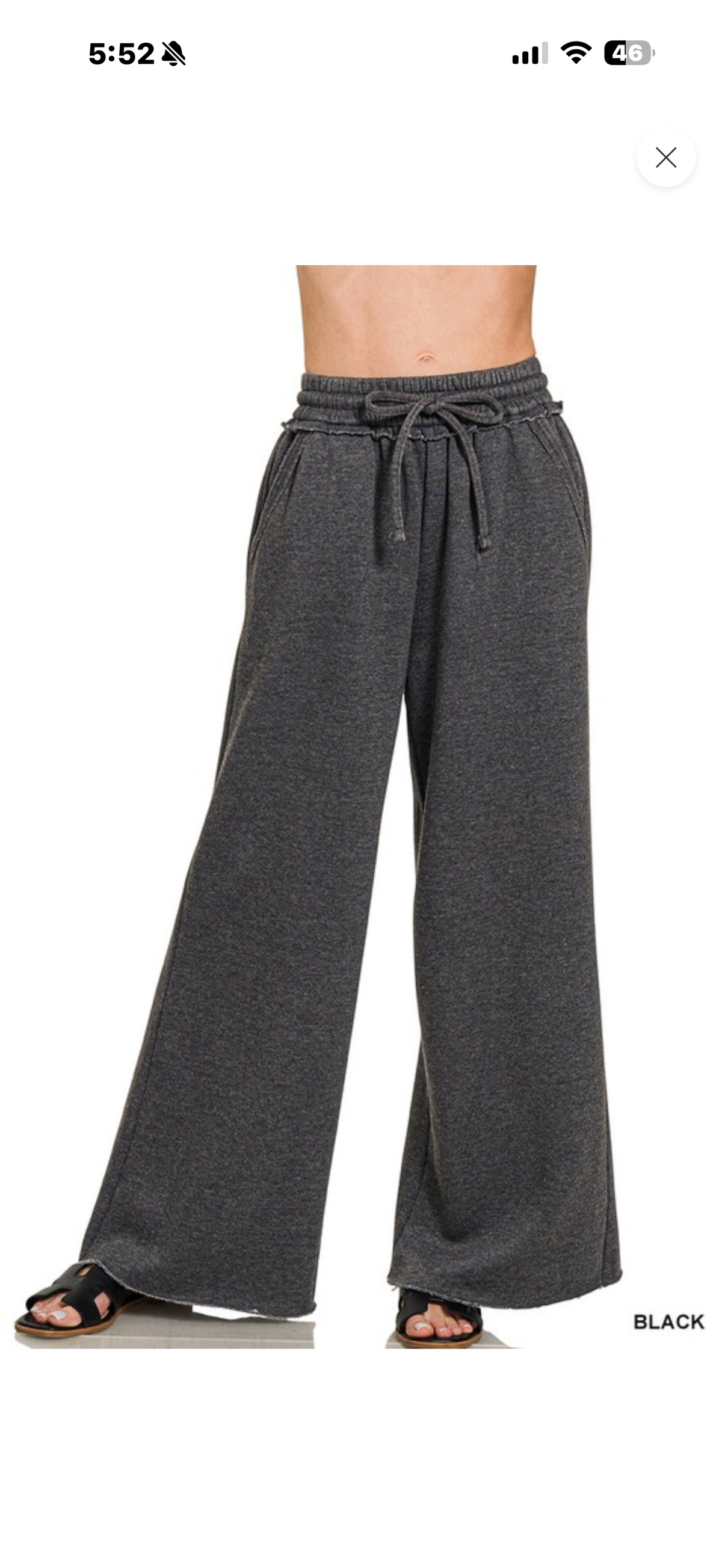 Zenana acid washed fleece pants black