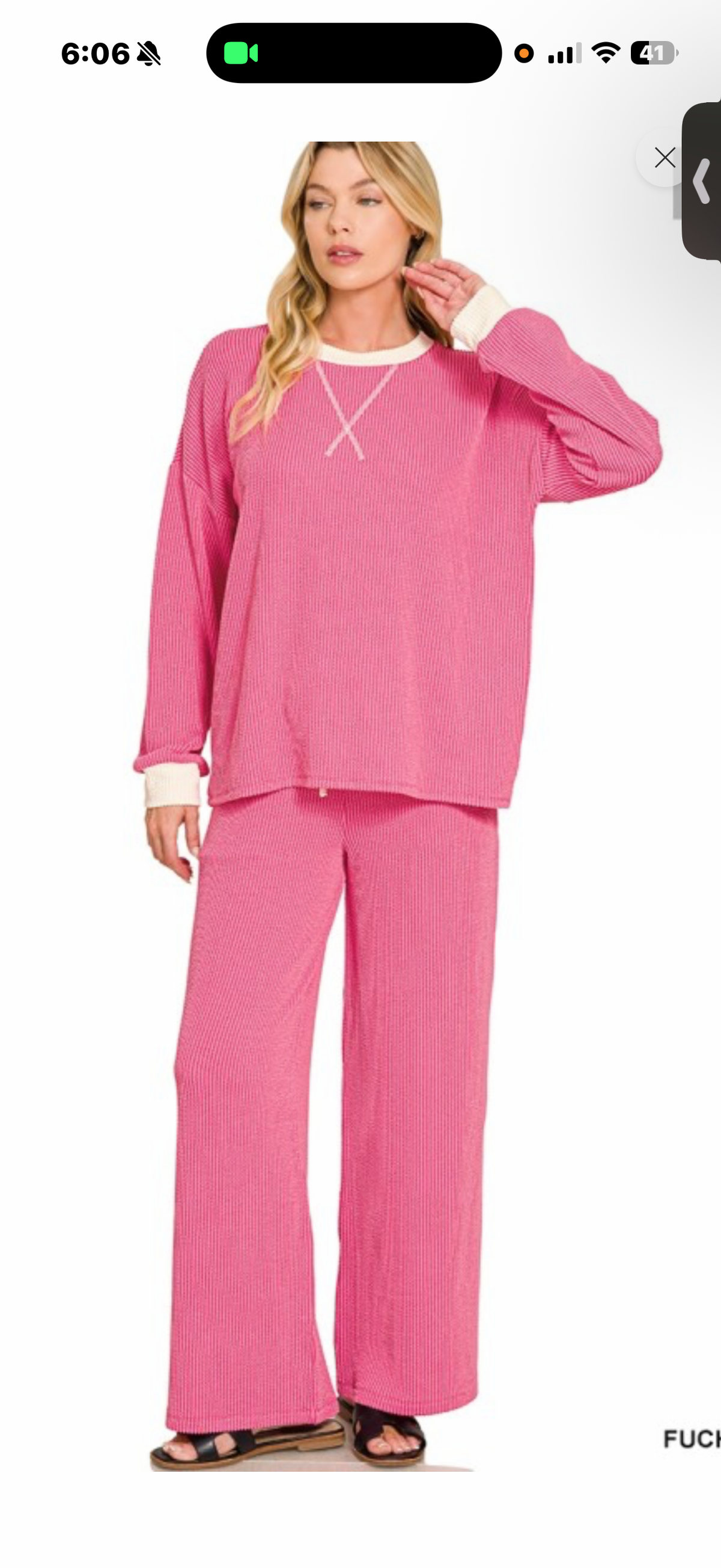 Zenana ribbed set fuchsia plus size
