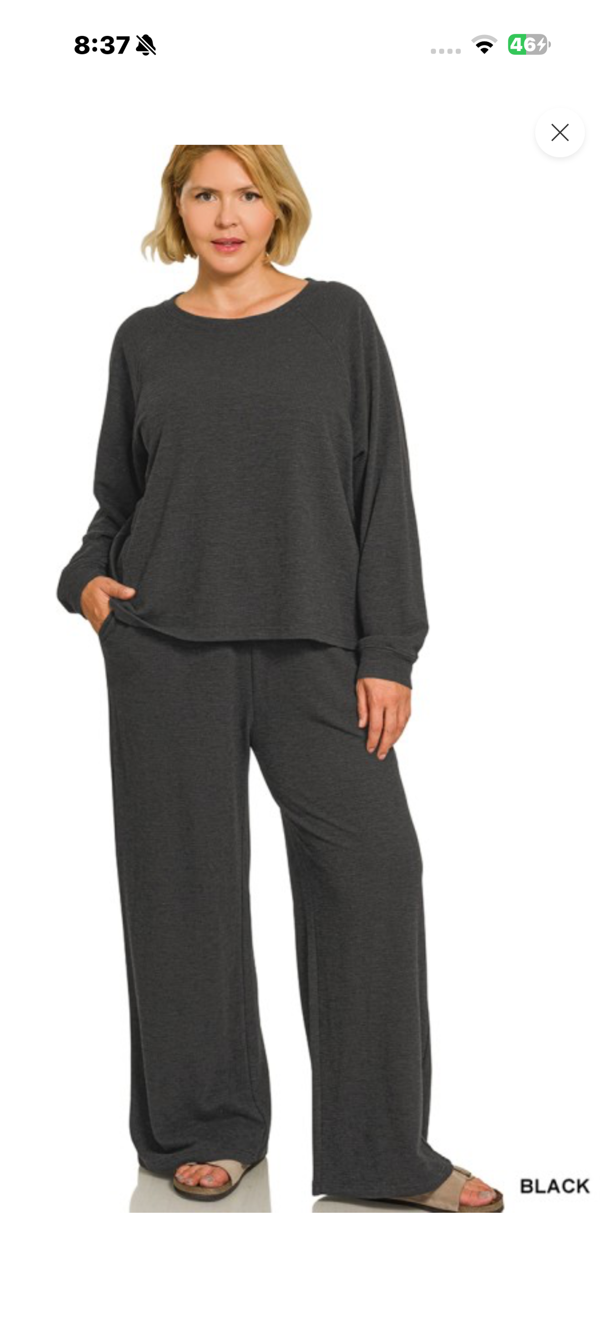 Zenana long sleeve set black plus size