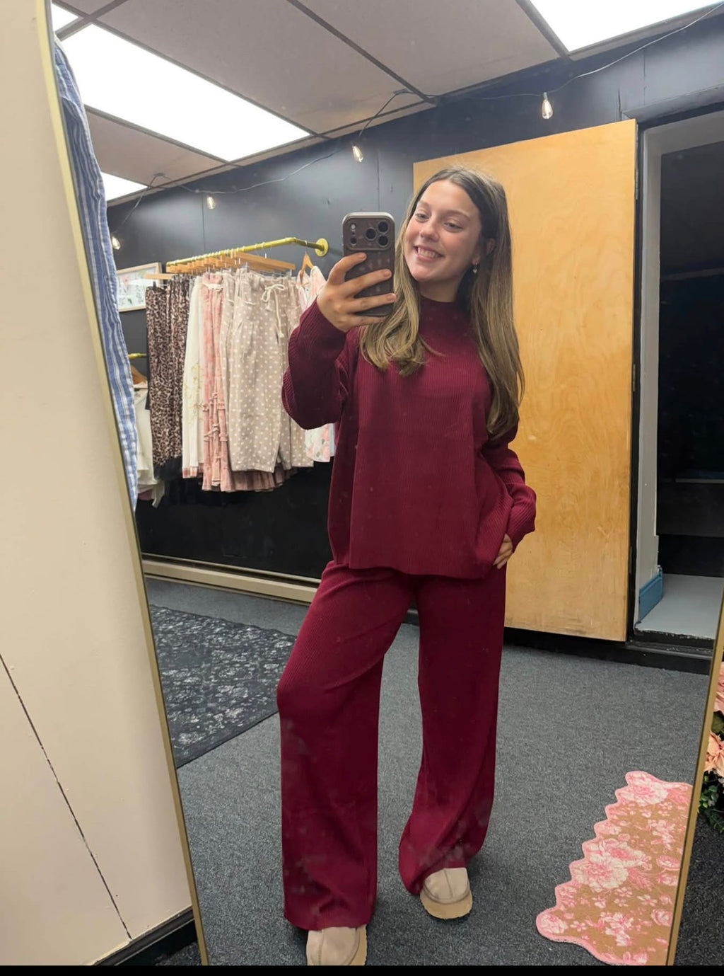 Zenana viscose sweater set burgundy
