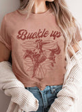 BUCKLE UP COWBOY BOOTS STITCH PATTERN GRAPHIC TEE