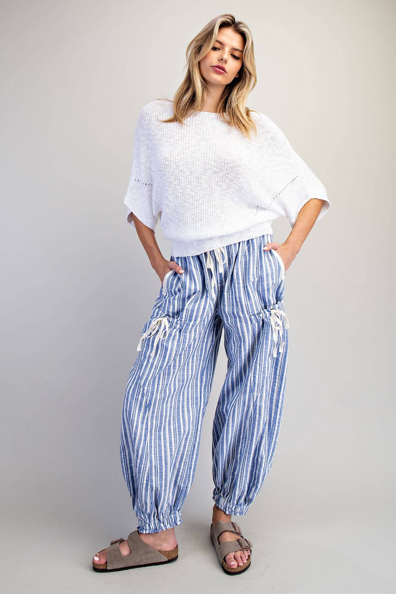 STRIPED DRAWSTRING JOGGER PANTS