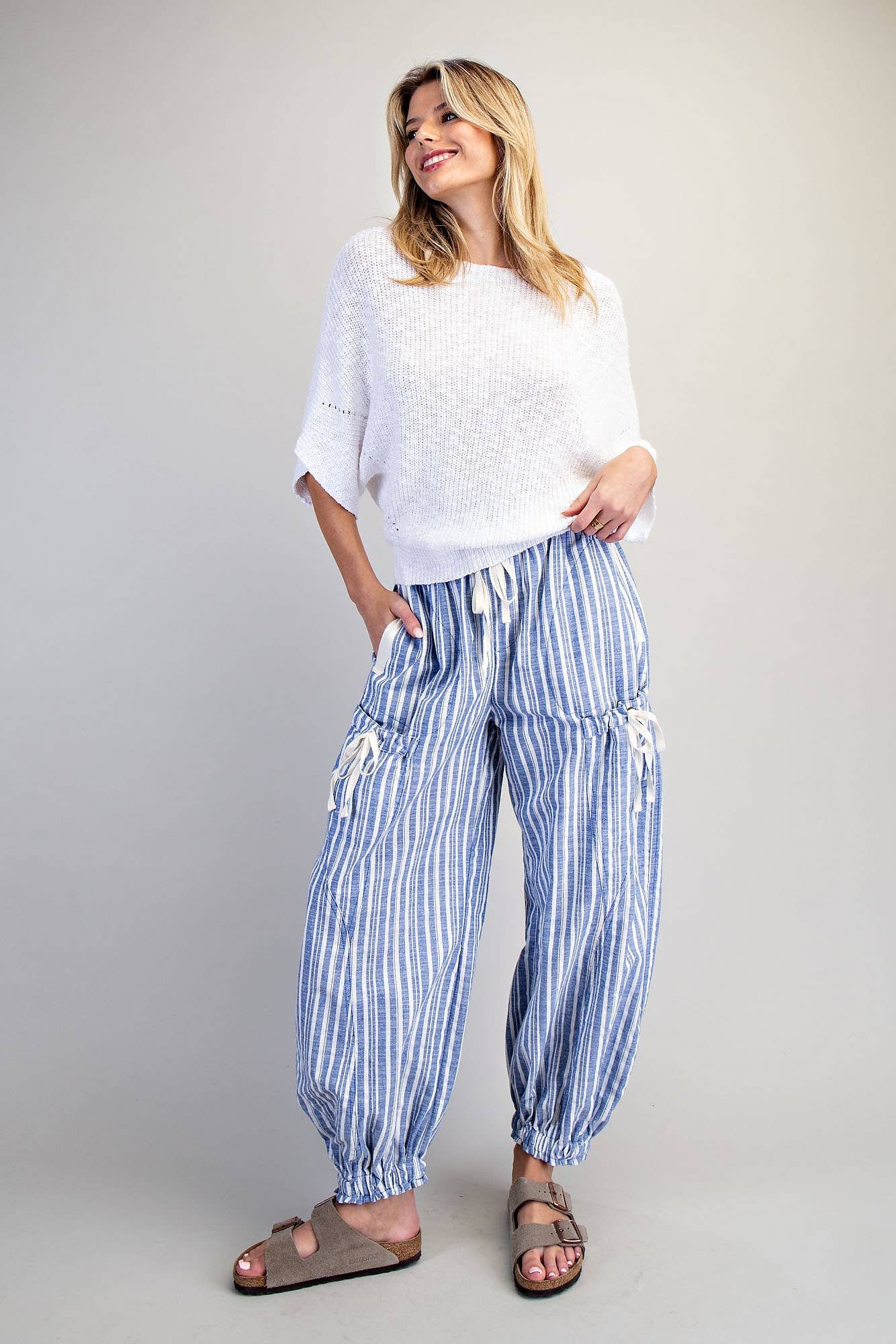 STRIPED DRAWSTRING JOGGER PANTS
